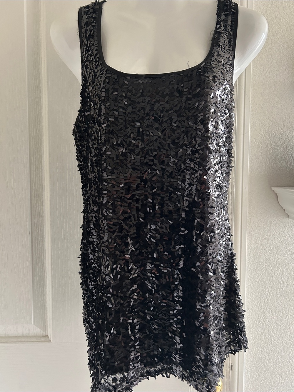 Willi Smith Black Sequin Tank Top